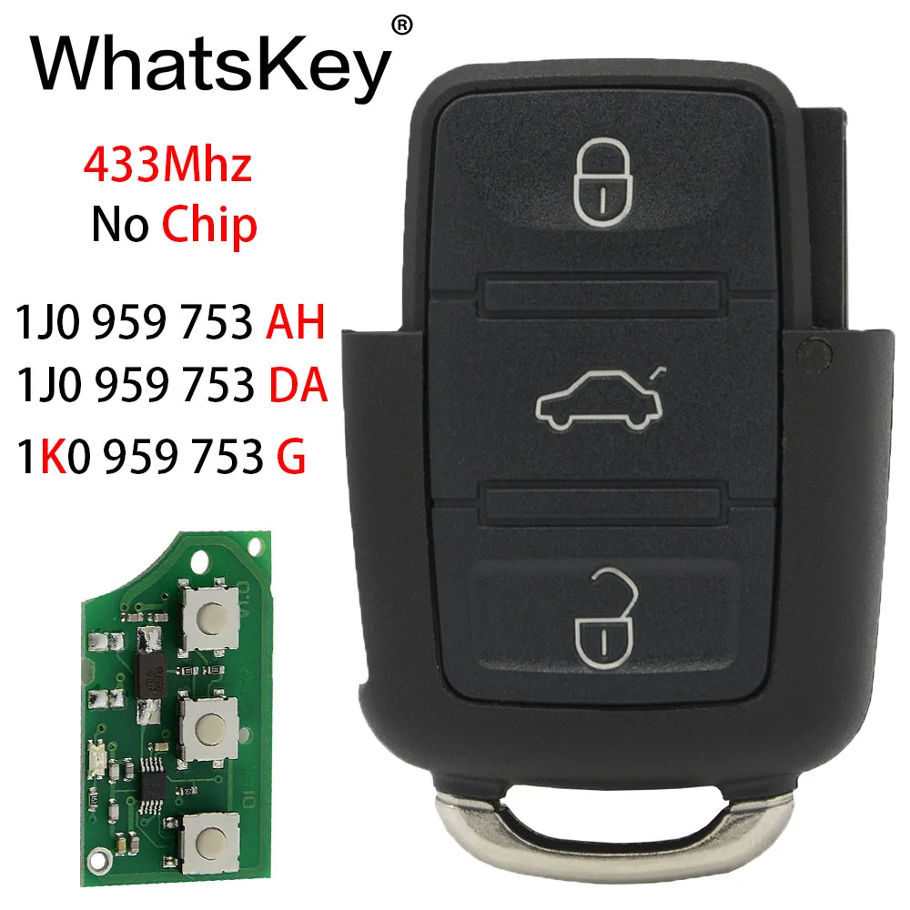 Дистанционный Автомобильный ключ WhatsKey для Volkswagen VW 1JO959753N 1J0959753CT 1KO959753G Beetle Bora Passat B5 Golf Polo - Количество кнопок: 1J0 959 753 AH