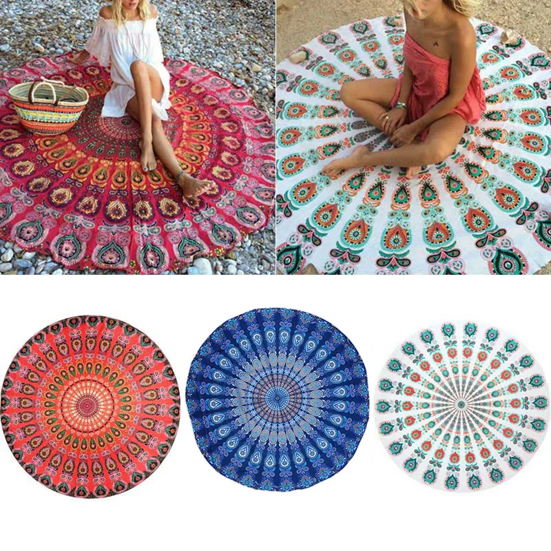 Круглый коврик Scarve Mandala гобелен пляжный пикник плед в богемном стиле коврики для