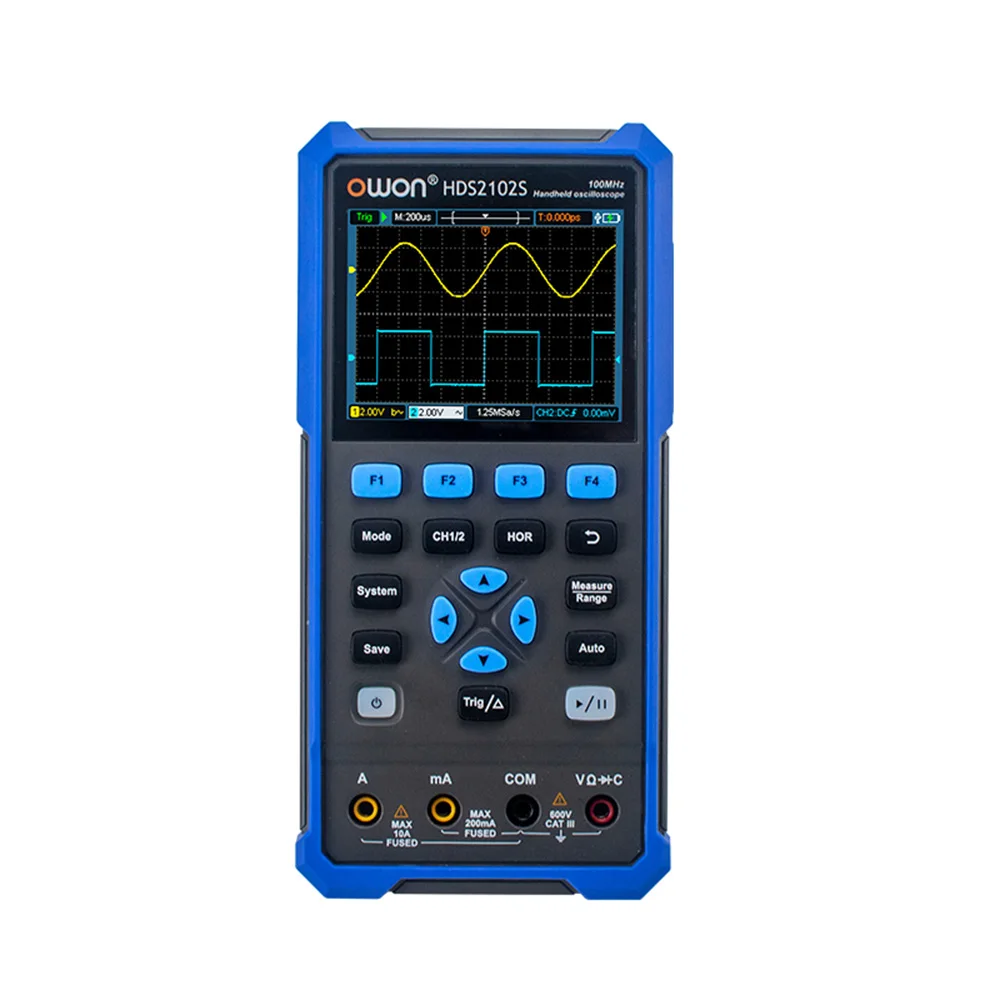 OWON HDS2102S Digital Oscilloscope 2 Channels 100Mhz Bandwidth Portable 3 in 1 USB Osiclloscopes + Multimeter+Waveform Generator