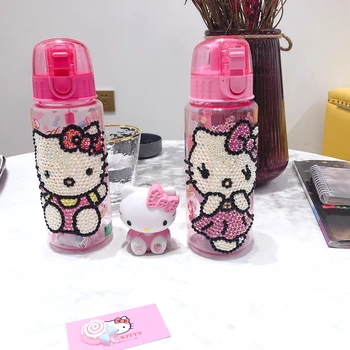 

Summer бутылка для воды hello Transparent Environmental protection resin water bottle for girls and women cartoon water tea cup