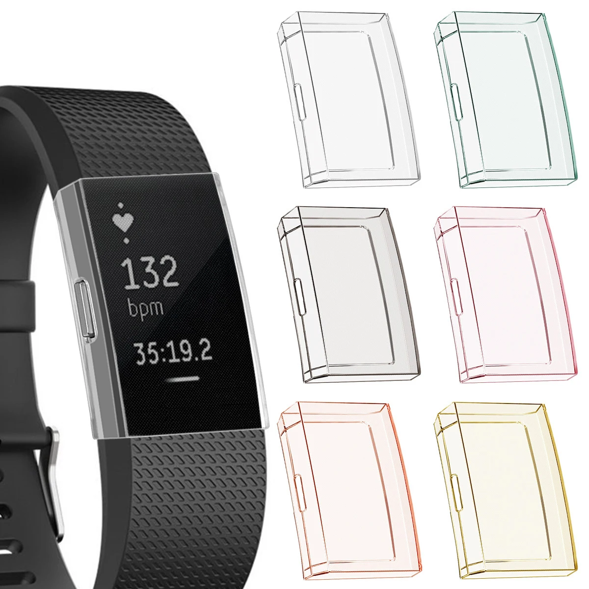 Полностью завернутый браслет Защитная крышка для экрана Fitbit Charge 2 Shookproof чехол