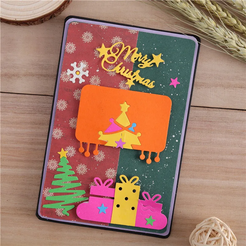 DiyArts рождественские штампы дерево подарок металлические Вырубные DIY