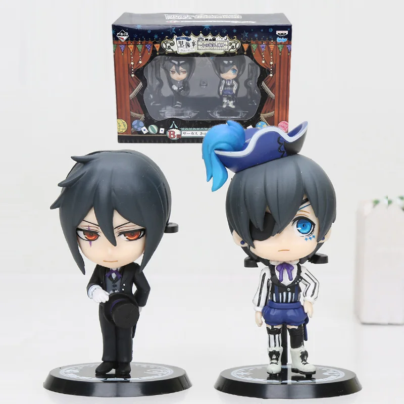 

10CM 2pcs/set Anime Black Butler Sebastian Michaelis Ciel Phantomhive PVC Action Figure Collectible Model Toy
