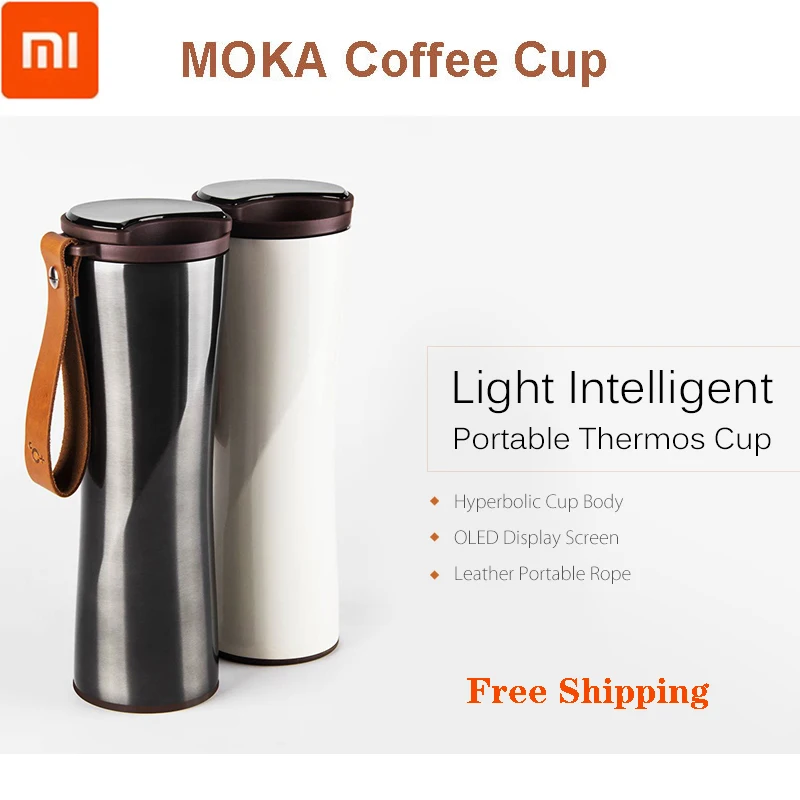 Xiaomi дорожная кофейная кружка Moka Smart OLED сенсорный экран термос нержавеющая сталь держатель для кофейной чашки 430 мл портативная Вакуумная бутылка