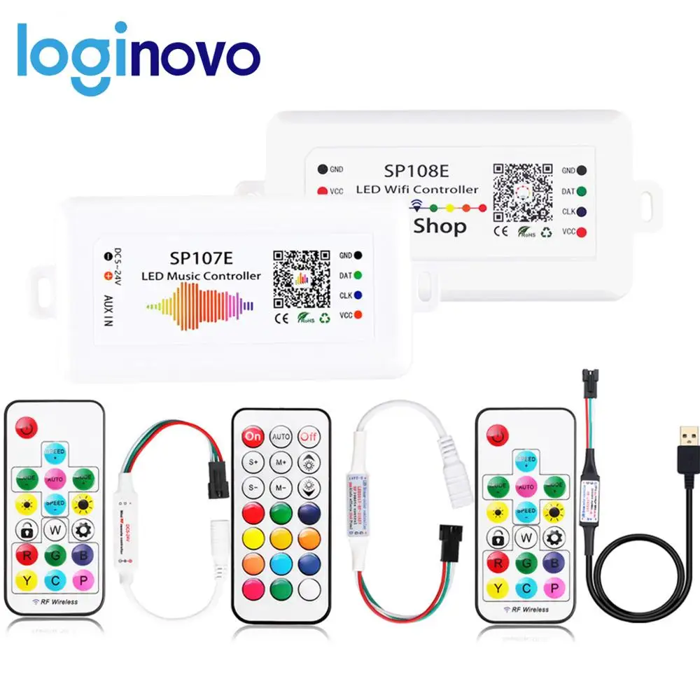 5 24 в контроллер мини 3Key RF 17Key 21Key Bluetooth музыкальный Wifi SP110E SP107E SP108E для светодиодной
