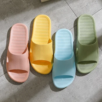 

ASIFN Women Bath Slippers Couple Bathroom Men Summer Non-slip Home Indoor Thick Soft Bottom Quick-drying House Flip Flops Mules