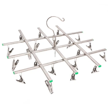 

2020 New Windproof Laundry Hanger Collapsible Stainless Steel Hanging Rack 20 Clothespin