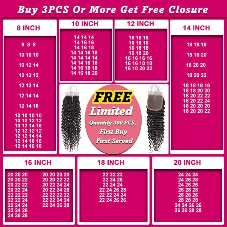 Skup Zestawy brazylijskiej głębokiej fali Ishow z bezpłatnym zamknięciem Natural Color głębokie kręcone ludzkie włosy brazylijskie doczepy do włosów splot wiązek