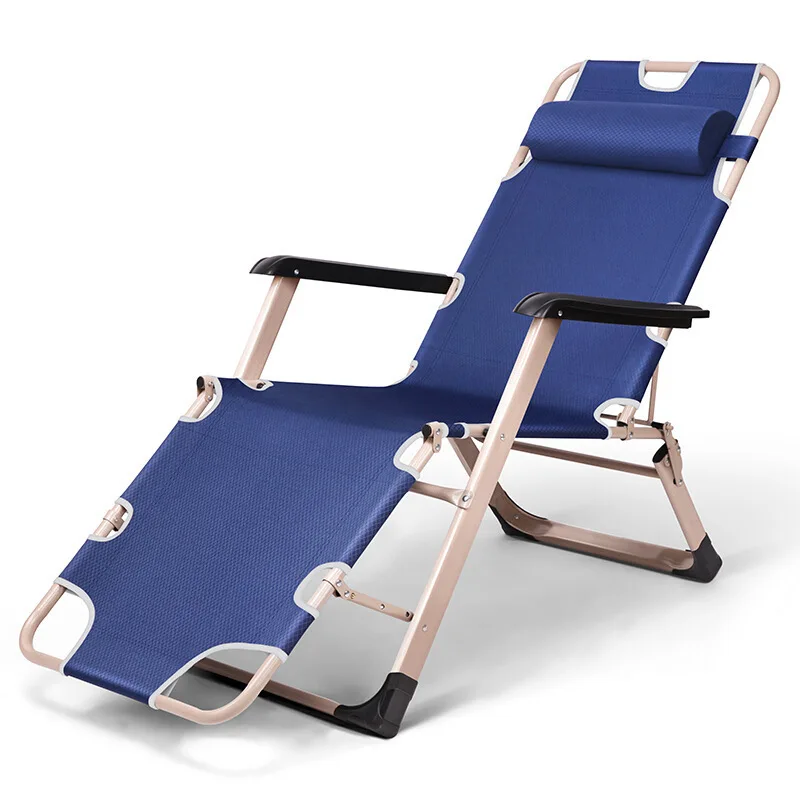 Foldable Sun Lounger Outdoor Leisure Chair Adjustable Portable Recliner Lunch Break Folding Bed Office Breathable Comfort Bed 