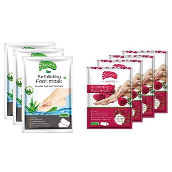 

Aliver 3Pcs Reed Moisturizing and Hydrating Foot Mask & 4 Pcs Rose Exfoliating Foot Mask Soft Smooth Press Feet
