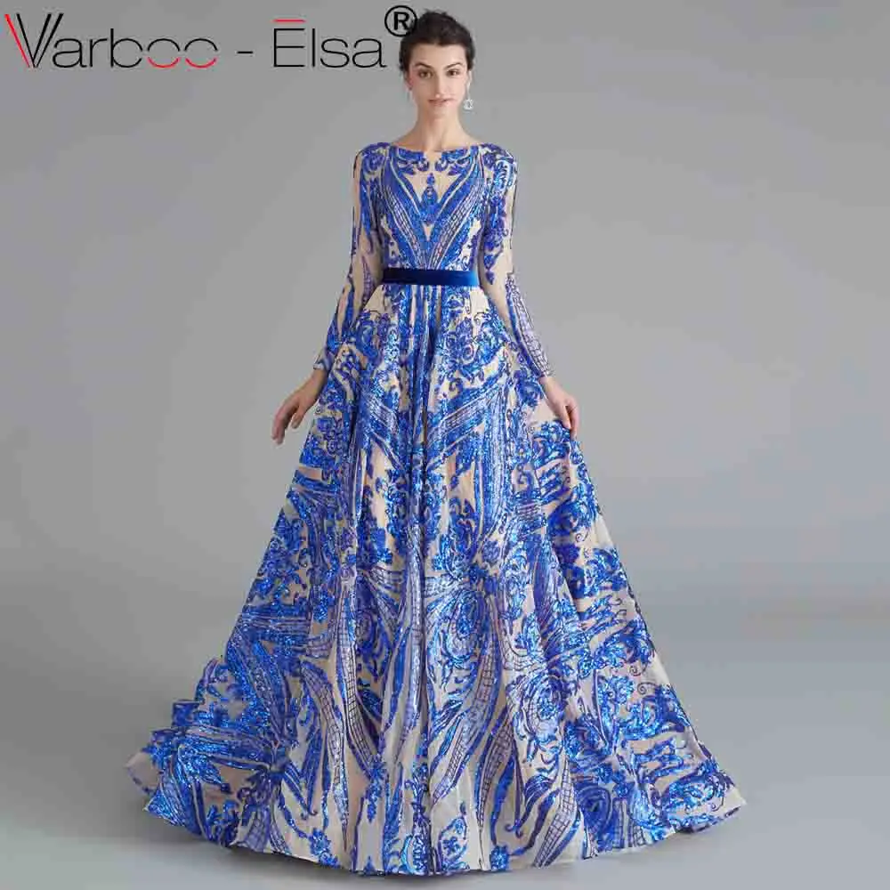 VARBOO_ELSA роскошное вечернее платье кружевное с блестками женское вечернее платье длинные мусульманские Вечерние платья вечерние длинные платья для помолвки - Цвет: as pic