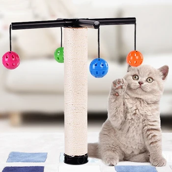 

Natural Sisal Cat Scratching Post Toy for Cats Catnip Tower Scratcher Sisal Rope Ball Chewing Climbing Toy Protecting Furniture