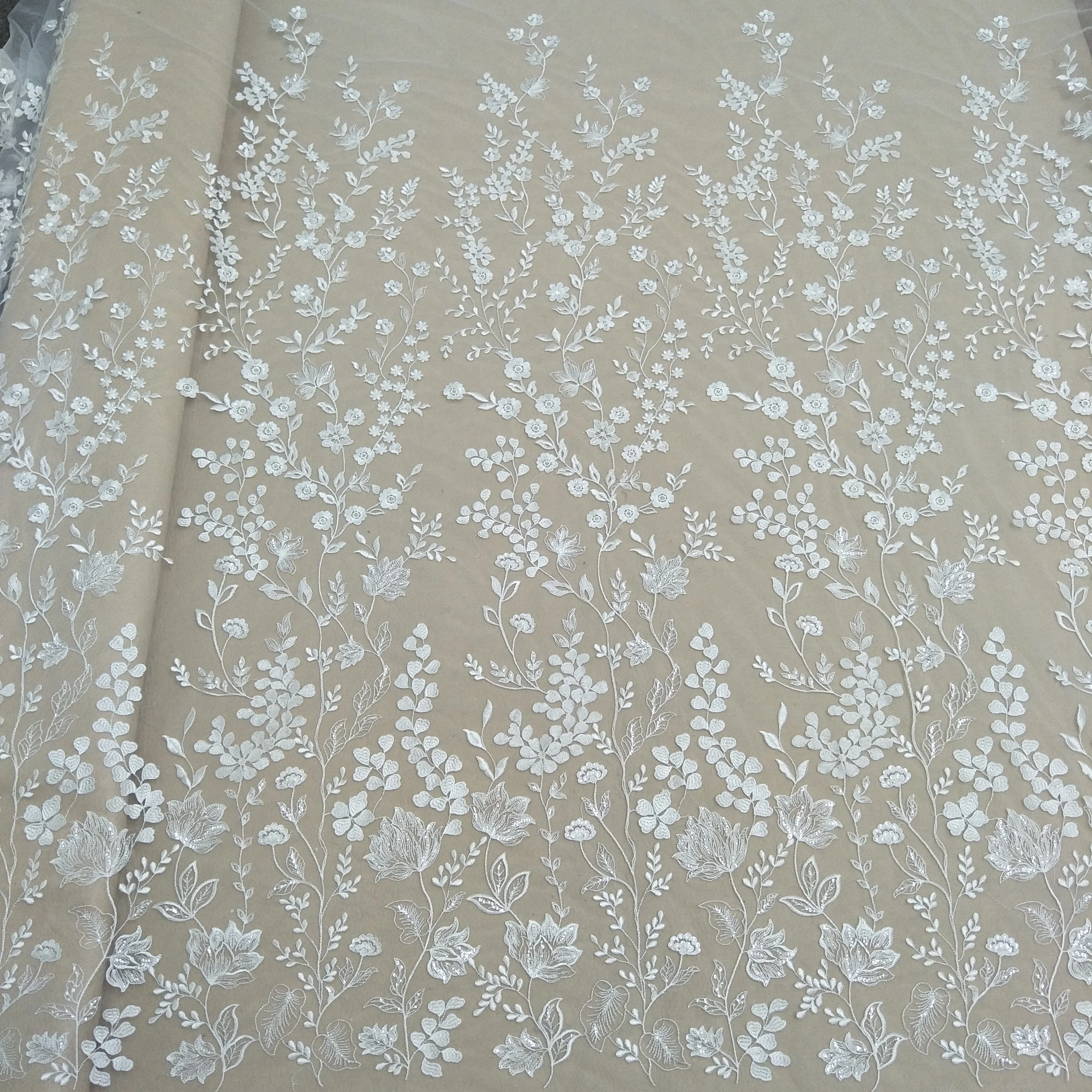 bridal wedding gown dress lace fabric 130cm width bridal lace fashion dress sell by yard sequins jacquard lace fabric,cotton voile lace fabric,lace trim fabric