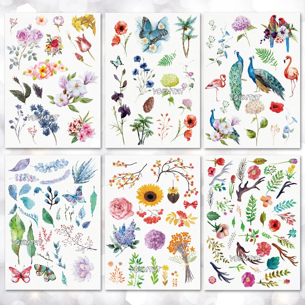 Waterproof Temporary Tattoo Sticker Leaves Flowers Kids Cute Tatoo Arm Neck Sexy Body Art Fake slut Tatto Women Men | Красота и