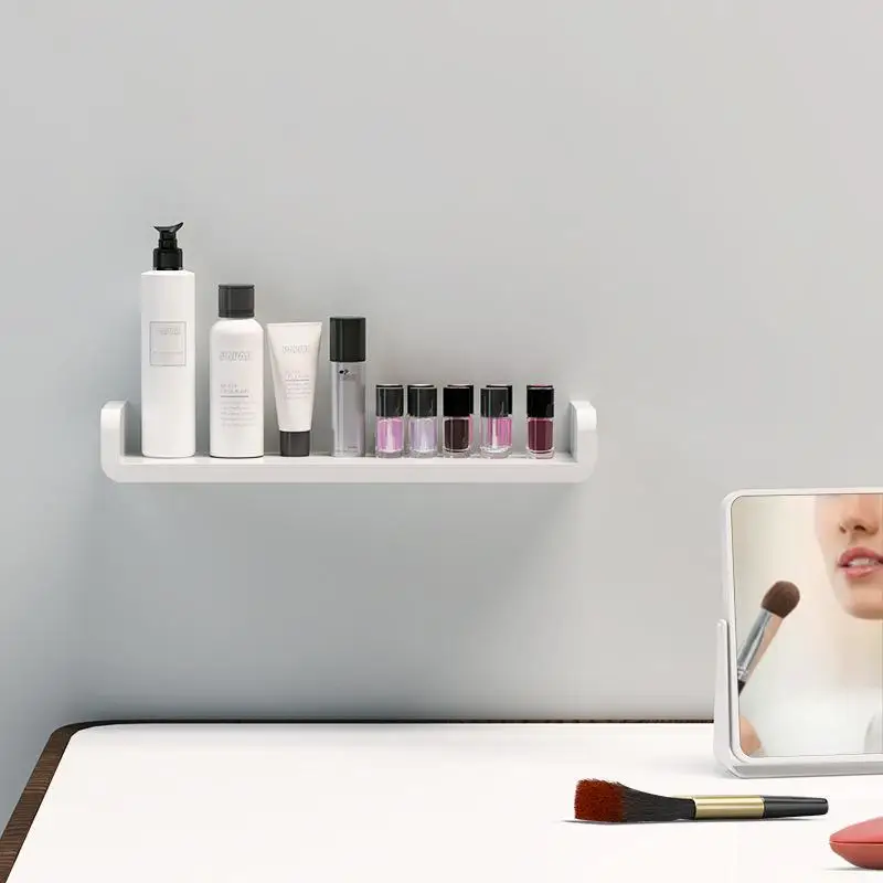 

Bathroom Shelf White Punch Free Kitchen Wall Shelves Shower Basket Storage Rack Bathroom Accessories