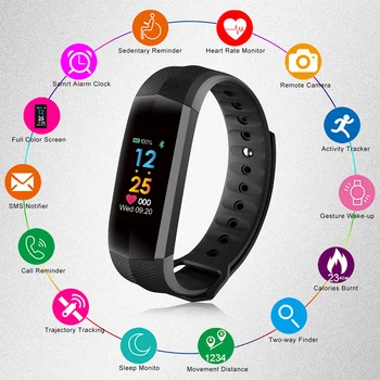 

Fitness Bracelet Heart Rate Monitor Waterproof Smart band Activity Tracker Pedometer Watch Wristband for IOS Android Phone 2020