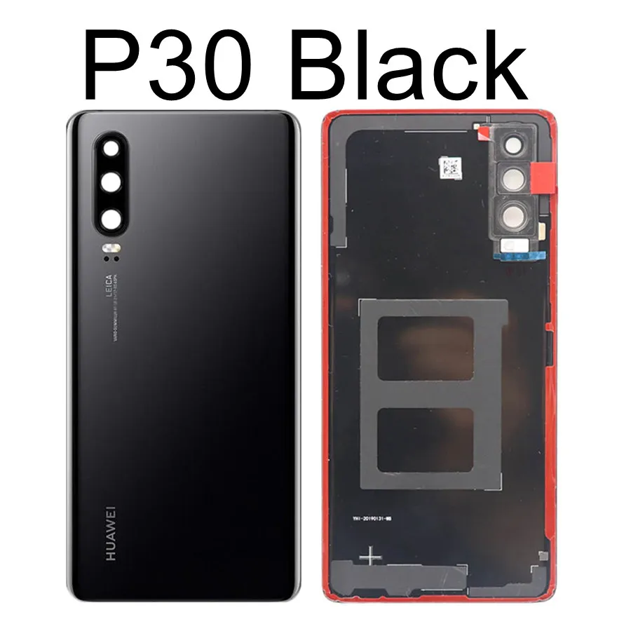 Для huawei P30 Pro Задняя крышка батареи Задняя стеклянная дверь Корпус чехол VOG L04 для huawei P30 крышка батареи+ объектив камеры ELE L09 L29 - Цвет: P30 Black