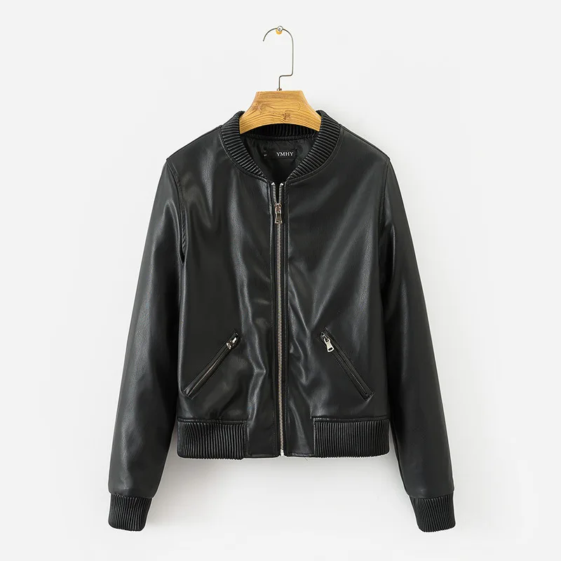 

2019 Western Style Spring And Summer WOMEN'S Dress New Style Elasticity Hem Jacket Leather Coat PU Leather Coat