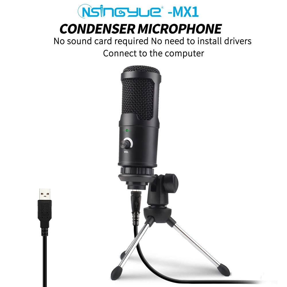 USB Microphone Condenser Microphones For PC Computer Laptop Recording Studio Singing Gaming Streaming MX-1 - ANKUX Tech Co., Ltd