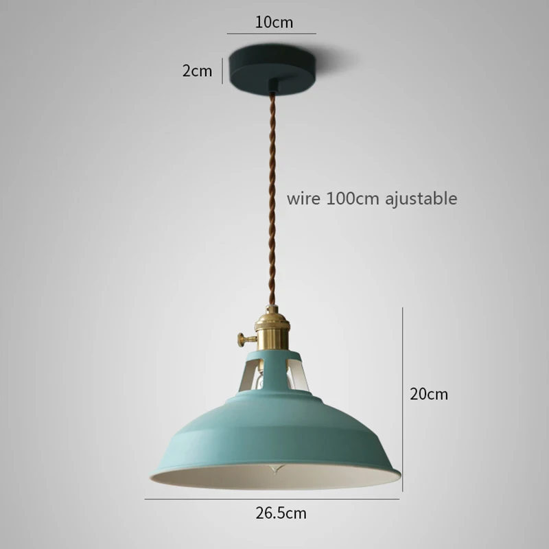 Pendant Light Retro Industrial Style Colorful Restaurant Kitchen Home Lamp Vintage Hanging Light Lampshade Decorative Lamps 6