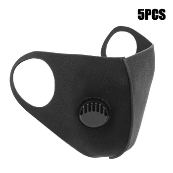 

1/5pcs PM2.5 Mouth Face Mask Wind Proof Sponge Breathing Filter Black Anti Carbon Masks Washable Reusable Non-disposable Mask
