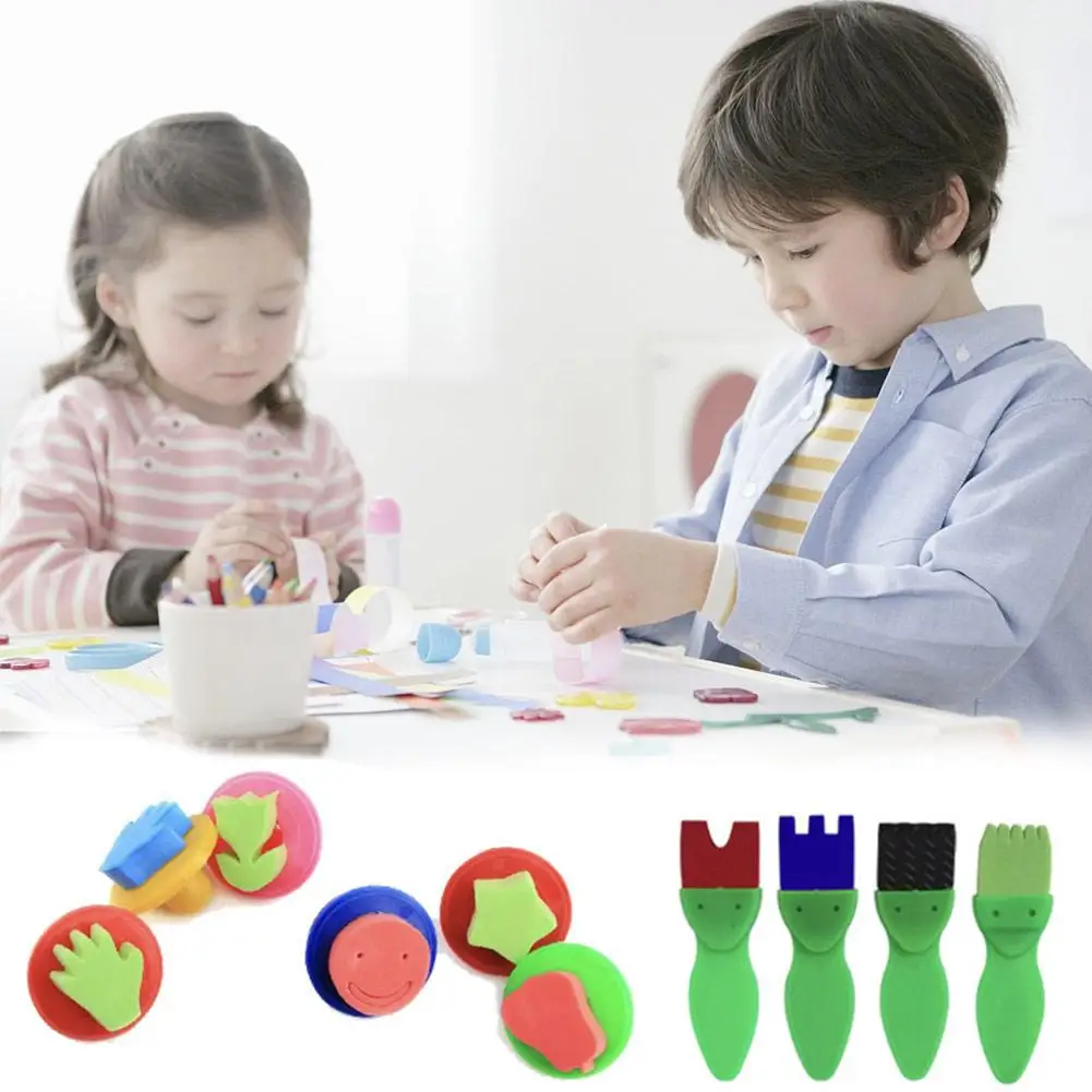 Игрушки для рисования забавные творческие игрушки для детей Diy цветок губка для граффити Искусство Набор кистей печать инструмент для рисования отправить мешок для хранения