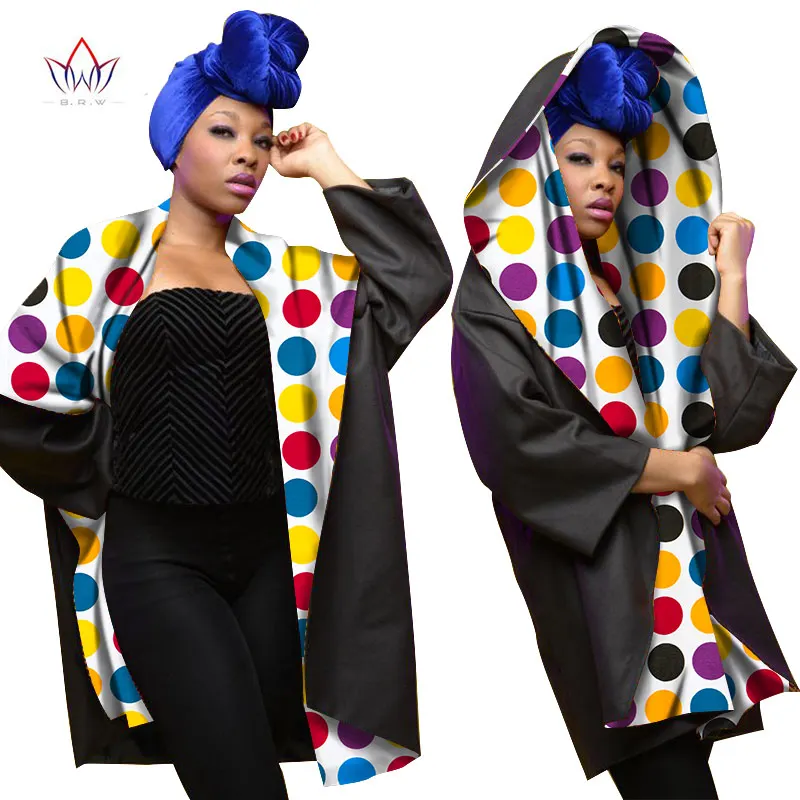 Осень Базен Riche Африканский Воск кашемир печати пальто для женщин Дашики размера плюс африканская одежда верхняя одежда WY1621 - Цвет: 24