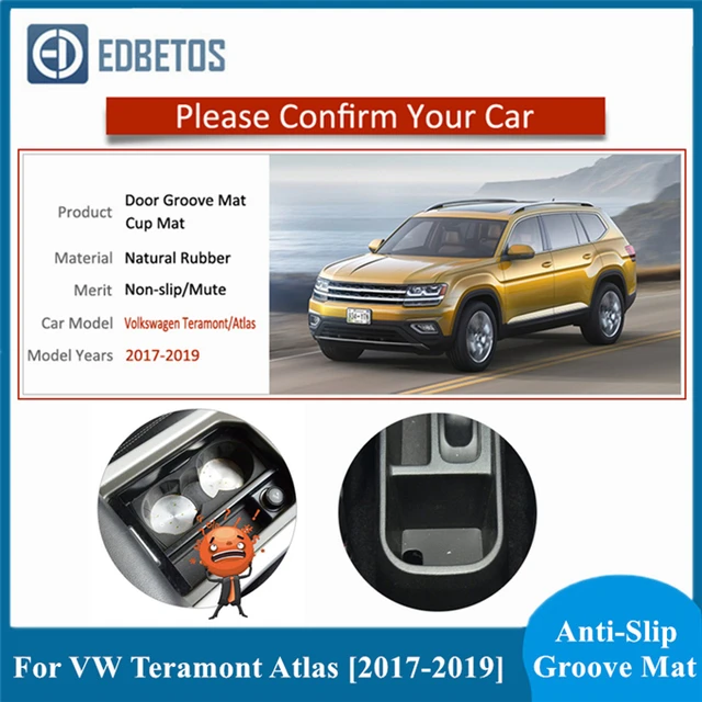 Cheap for VW Volkswagen Teramont Atlas 2018~2021 Rubber Anti-slip Mat Door  Groove Cup Pad Phone Cushion Gate Coaster Slot