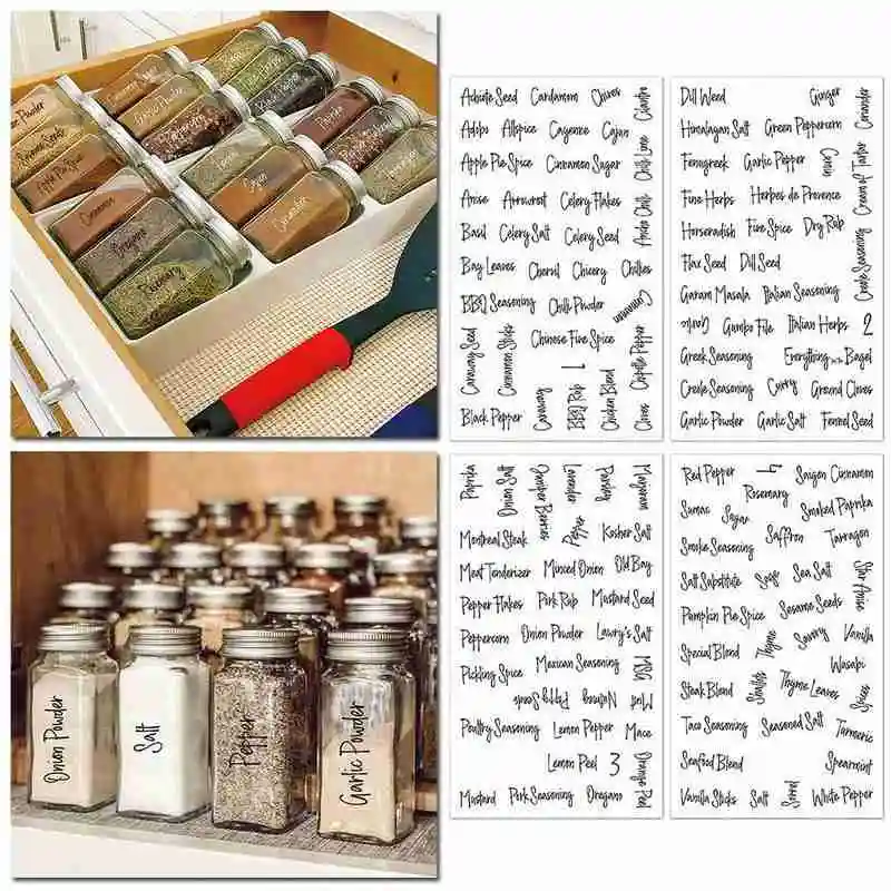 Pantry Stickers Labels-Supplies 8-Sheets-Labels Food Transparent Kitchen Waterproof