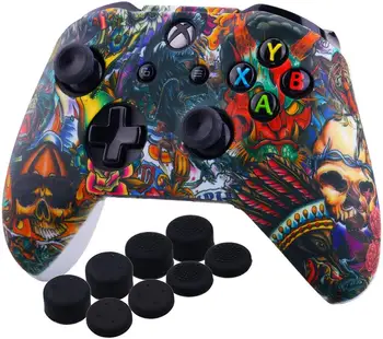 

ZOMTOP Silicone Protective Skin Case For Xbox One X S Controller Protector Water Transfer Printing Camouflage Cover Grips Caps