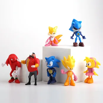 

7pcs/set PVC Toys Sonic Action Figures Cartoon Model Cake Decoration Ornaments Sonic The Hedgehog Figure Kids Birthday Cake Toys