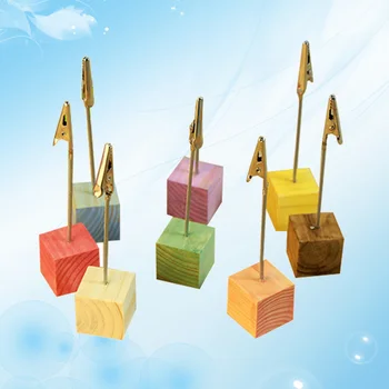 

24pcs Memo Clips Holder Creative Stylish Simple Multi-Function Clips Square Wooden Message Clips Card Photo Folders for Office S