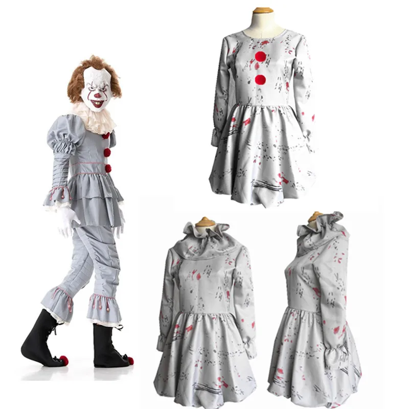 

Hot selling Movie It Chapter Two Pennywise Cosplay Costume It Pennywise Clown dress Cosplay Halloween Adult man Women Costumes
