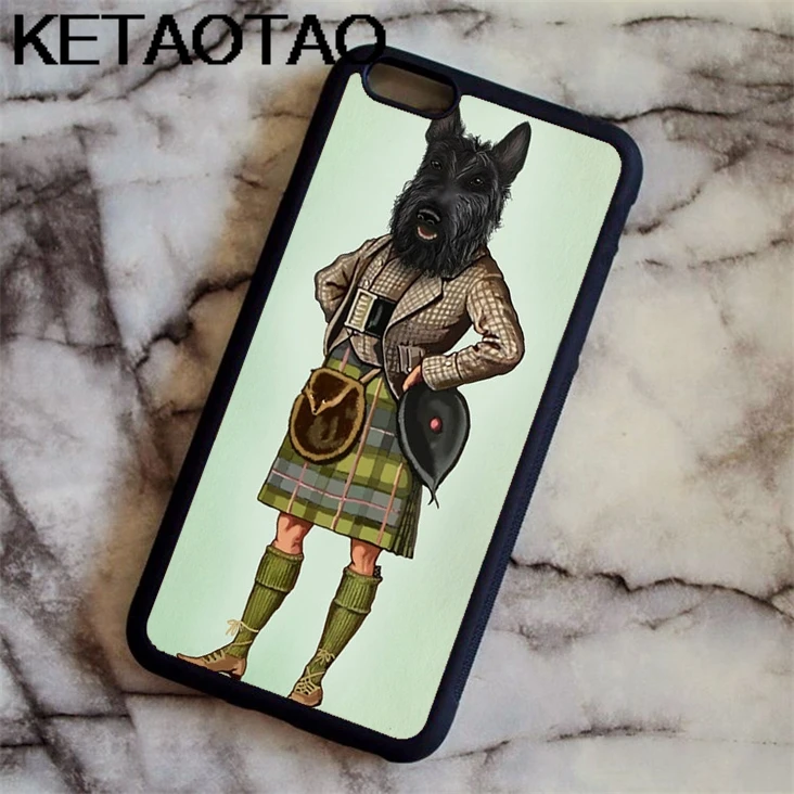 Чехол для телефона с изображением животных KETAOTAO Scottie Chien Kilt ecossais terrier для iPhone 4S 5C 5S 6 s 7 8 X Plus XR XS Max чехол из мягкой резины и ТПУ - Цвет: Хаки