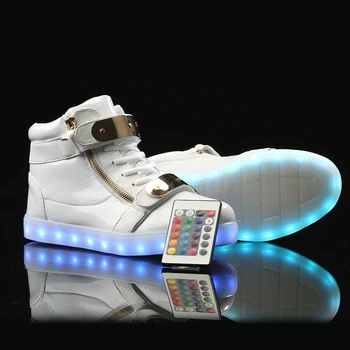 

Size 35-46 Led Usb Charging Glowing Sneakers Children Hook Loop Fashion Luminous Shoes for Girls Boys Sneakers with Light