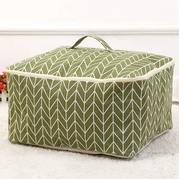 

Waterproof Linen Folding Clothing Storage Bag Home Large Capacity Toy Quilt Storage Box Quality Storage Basket Green