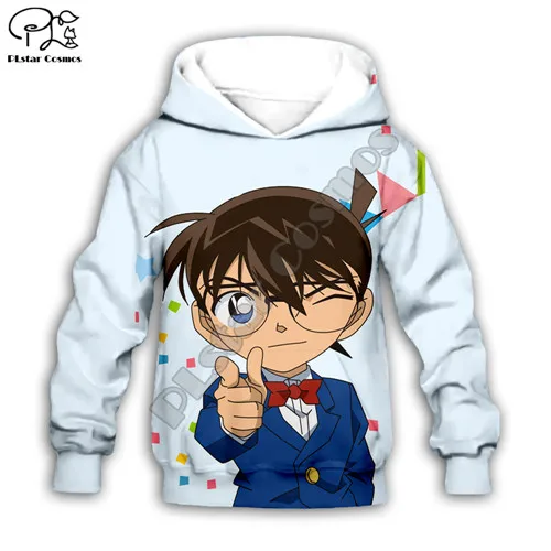 Kids hoodies Детская одежда для мальчиков, новинка, Аниме Детектив Конан, 3D толстовки с капюшоном синий свитер с рисунком/куртка/футболка спортивный костюм для малышей штаны для девочек - Цвет: Kids hoodies