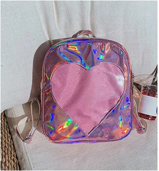 Женский рюкзак с прозрачной звездой,, большие школьные сумки для девочек, модные, ПУ, лазер, Ita Bookbags, Kawaii, женские рюкзаки для путешествий - Цвет: pink-A