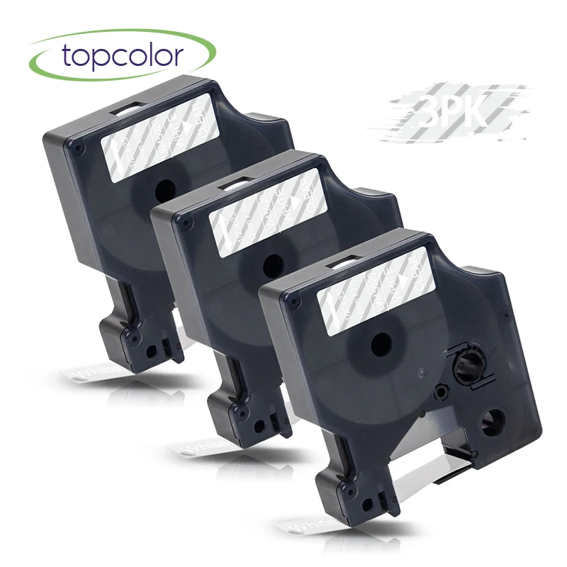 

Topcolor 3PK White on Clear Label Tapes for dymo 45020 12mm Label Maker Strong Adhesion for DYMO LabelManager 260D 100 500TS 200