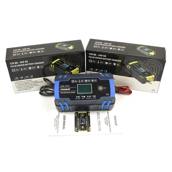 

FOXSUR Car battery charger 12V 8A 24V 4A volt motorcycle battery repair type high power start and stop battery charger