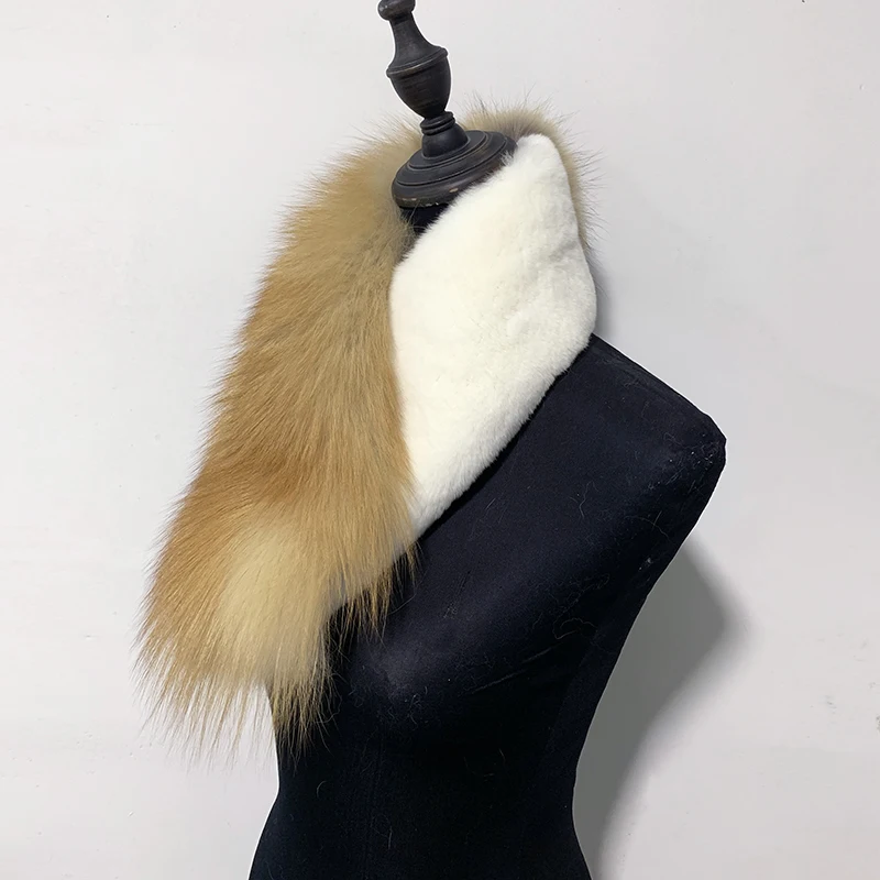 Rf0233 женский шарф из натурального меха лисы с мехом кролика рекс короткие шарфы из натурального меха Зимний шарф для женщин