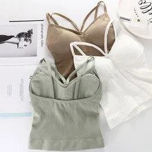 VEQKING Женская майка без рукавов на бретелях для фитнеса, тонкая Бесшовная майка с подкладкой для фитнеса и йоги, спортивный топ для тренировок и бега