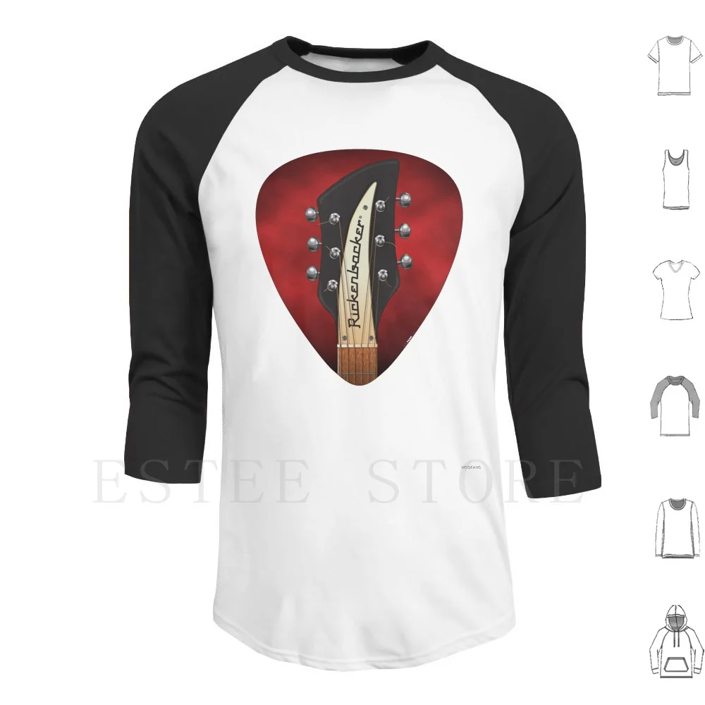 Guitar Headstock Pick Art-360 Hoodies Long Sleeve Guitar Headstock Tuning String Music Neck Country Indie Alternative