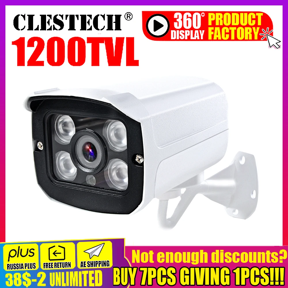 

Metal Real 1200TVL HD cctv Camera Waterproof IP66 Outdoor Security IR-CUT 4Led Array Infrared 30m Night Vision security vidicon