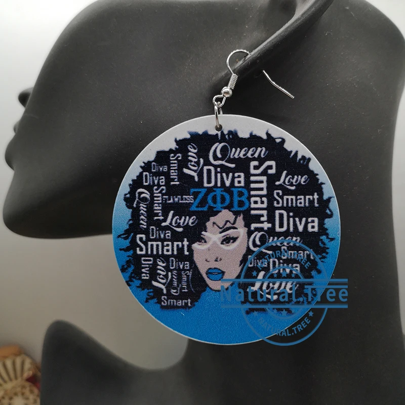 

Free Shipping!Wooden zeta phi beta wooden earrings