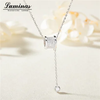 

Luminas925 Sterling Silver DIY Diamond Small Waist Necklace Ladies Natural Lucky Jewelry Pendant Charm