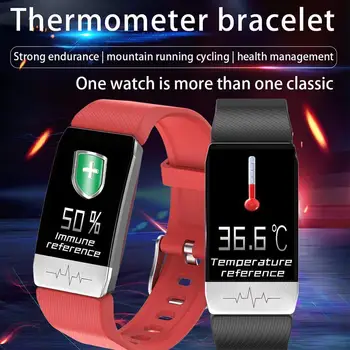 

T1 Smart Watch Band With Temperature Immune Measure ECG Heart Rate Blood Pressure Monitor Weather Forecast Drinking Remind
