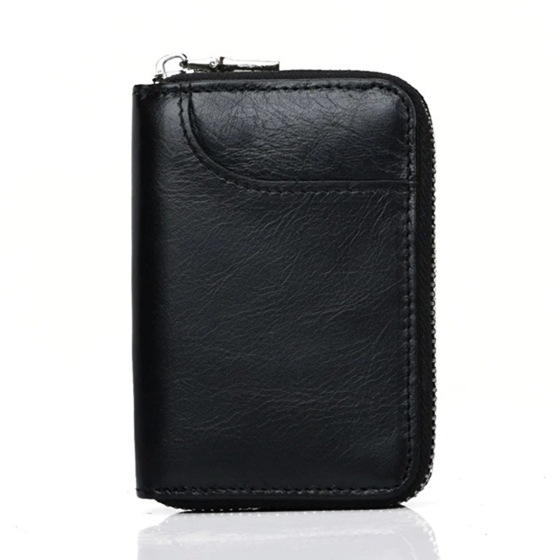 YUECIMIE Genuine Leather Function Card Case Business Card Holder Men Women Credit Bag ID Wallet RFID Blocking Black wallet card holder card holder credit card holder card wallet