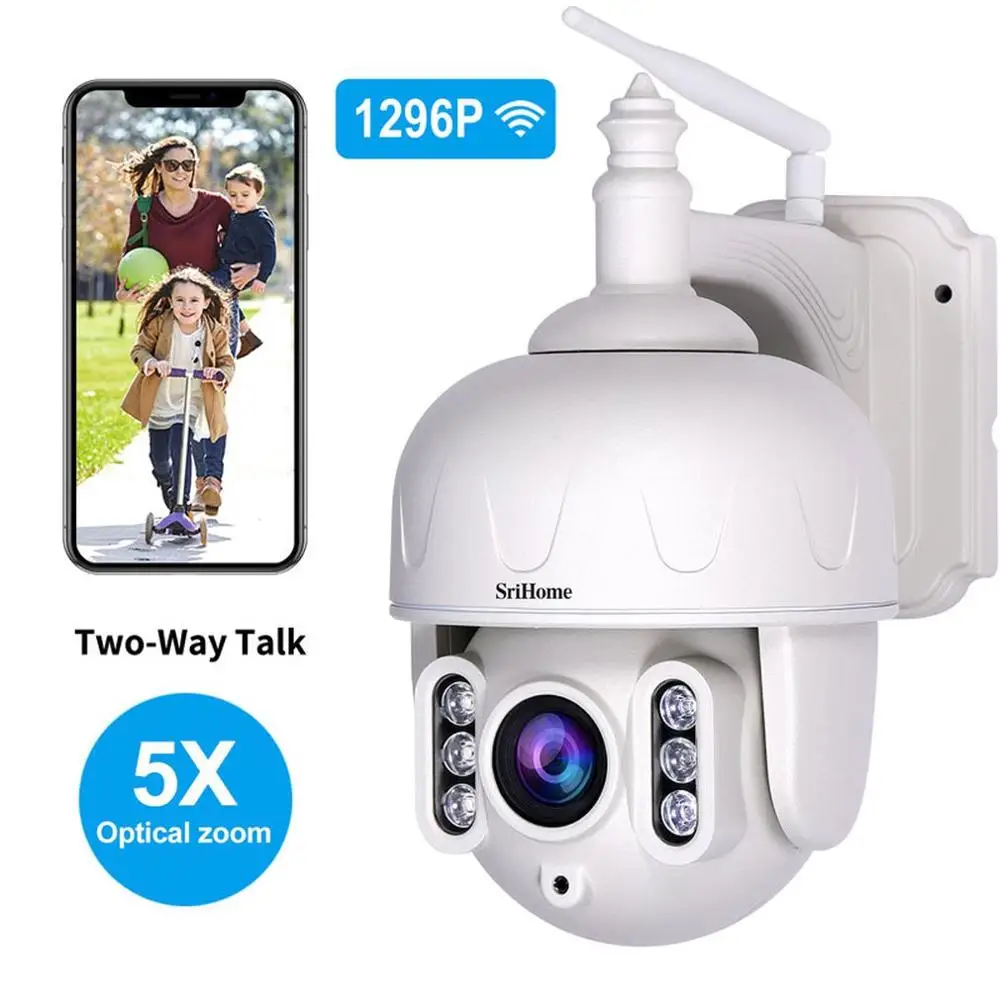 SH028 3.0MP Открытый IP Камера Водонепроницаемый 5X Оптический зум, Wi-Fi, Камера 360 P2P 2-полосная аудио Беспроводной видеонаблюдения PTZ