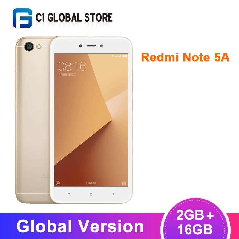 

Global Version Xiaomi Redmi Note 5A 2GB RAM 16GB ROM Mobile Phone Snapdragon 425 Quad Core 13.0MP Camera 3080mAh Battery